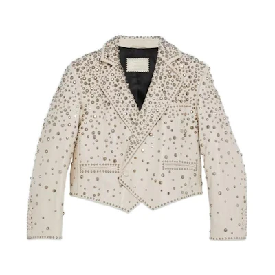Gucci FW22 White Studded Collar Casual Short Jacket for Men 716781-XNAUJ-9130