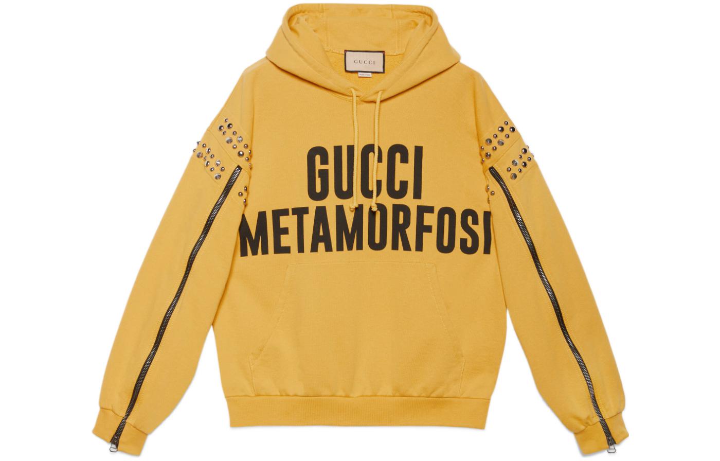 Gucci FW22 Yellow Hoodie with Logo Letter Print 715864-XJEVI-7694