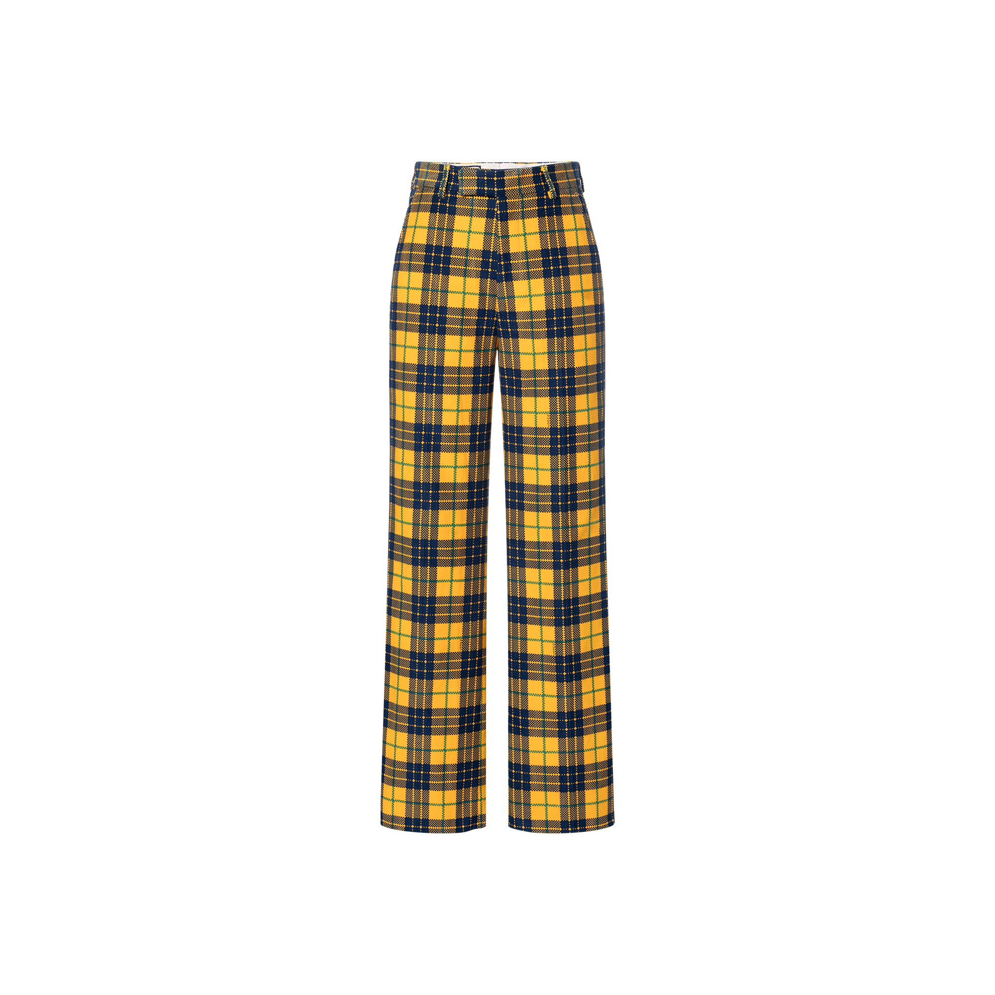 Gucci FW22 Yellow Logo Print Plaid Casual Pants 714622-ZAKSH-7088