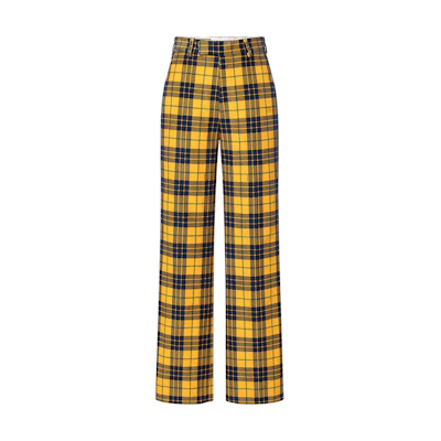 Gucci FW22 Yellow Logo Print Plaid Casual Pants 714622-ZAKSH-7088