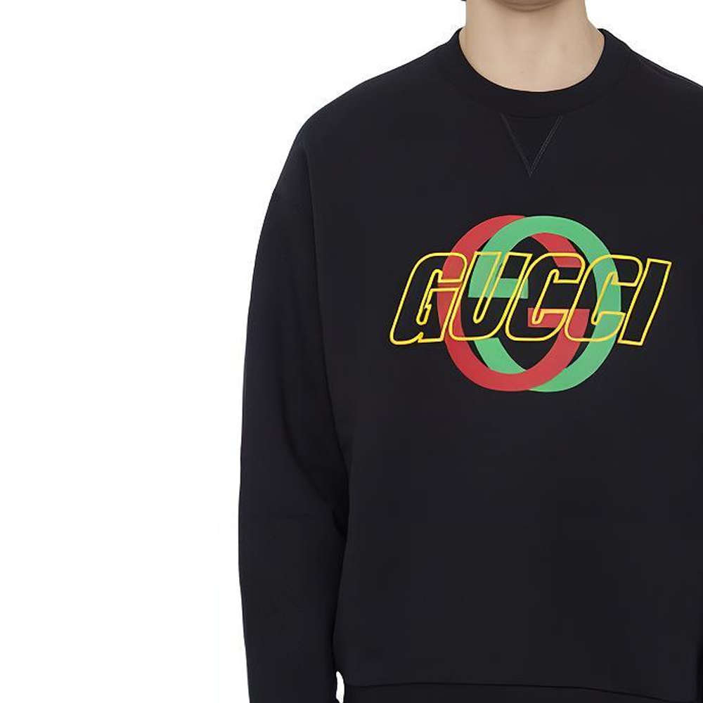 Details for Gucci FW23 2024 Pre-Spring Crewneck Hitam dengan Print Huruf 768460-XJGA1-1162