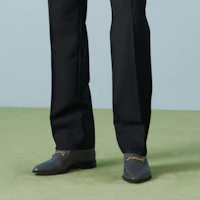 Purchase GUCCI FW23 Black Solid Color Straight-Leg Zip Casual Pants. 730664-Z592B-1000