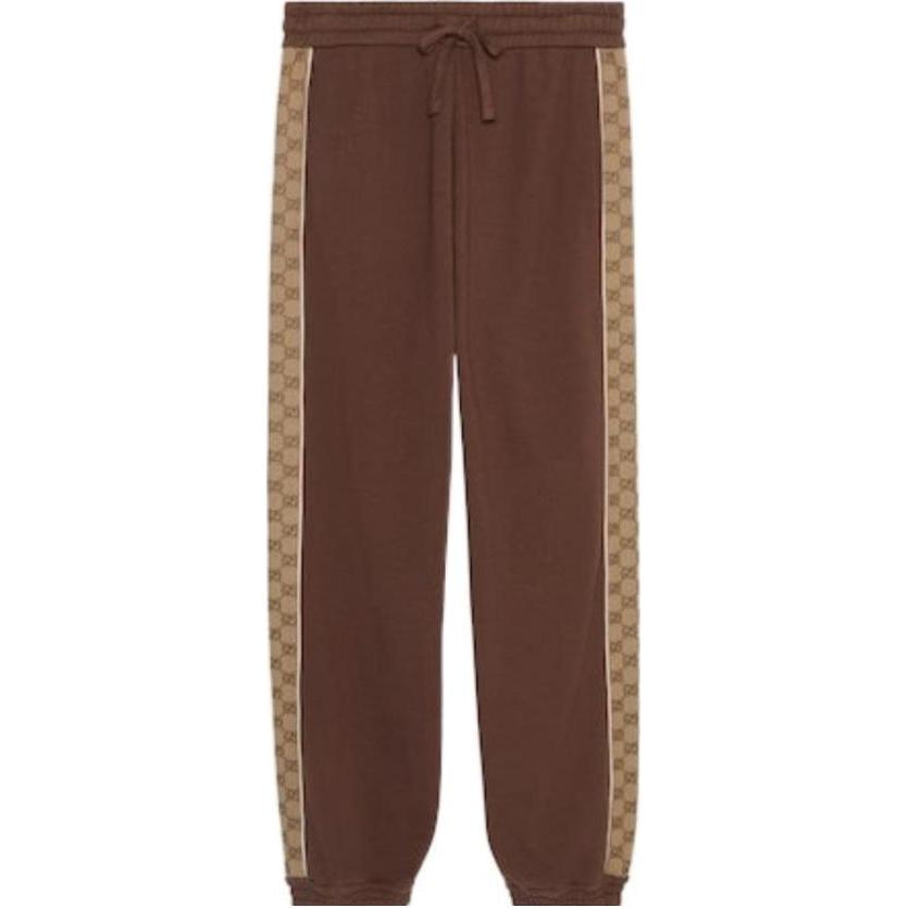 GUCCI FW23  Brown Logo Drawstring Knit Jogger Pants. 768485-XJF35-2255