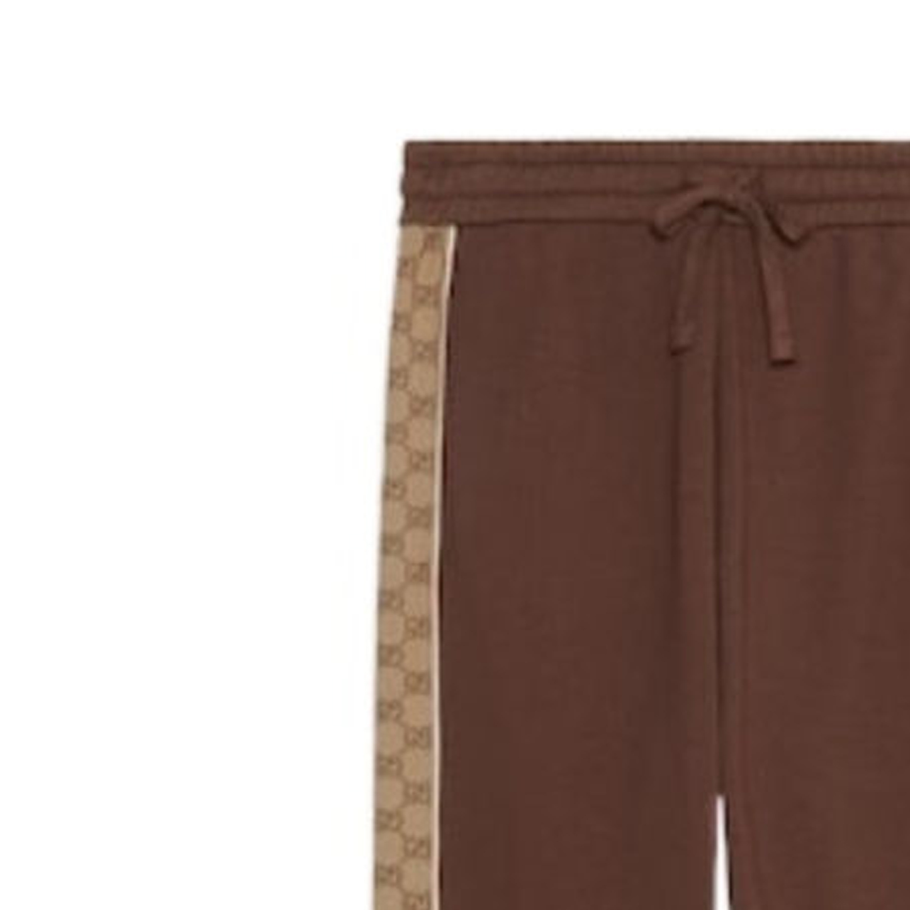 Sizing GUCCI FW23 Seluar Jogger Rajut Coklat Logo Drawstring. 768485-XJF35-2255