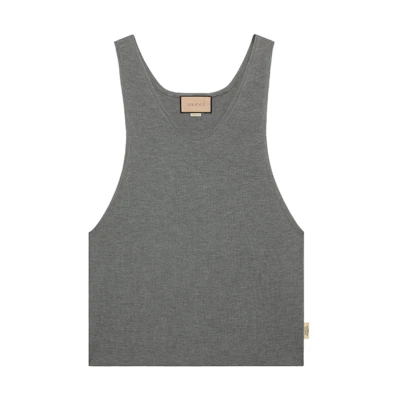 GUCCI FW23 Grey Solid Color Crew Neck Casual Vest. 758109-XKDHY-1160