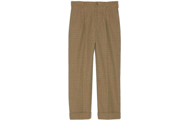 Order GUCCI FW23 Pantalones Rectos Casual Cuadros Marrón con Cremallera 742768-Z8BJ4-2229