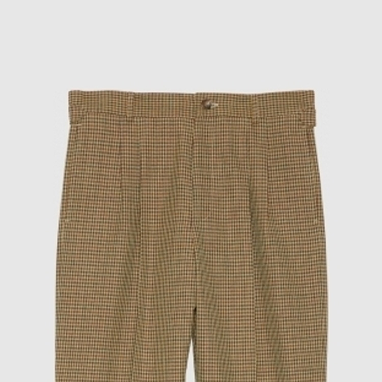 Details for GUCCI FW23 Pantalones Rectos Casual Cuadros Marrón con Cremallera 742768-Z8BJ4-2229