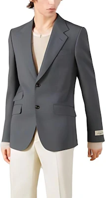 GUCCI FW23 灰色单排扣西装外套 761557-ZAOGX-1147 Shop GUCCI FW23 灰色单排扣西装外套 761557-ZAOGX-1147