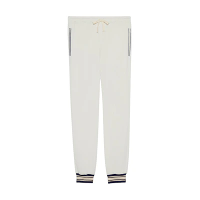 GUCCI FW23 White Striped Drawstring Knit Joggers 752286-XJFTI-9782