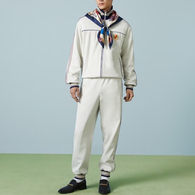 GUCCI FW23 白色條紋束繩針織運動長褲 752286-XJFTI-9782 Lookbook GUCCI FW23 白色條紋束繩針織運動長褲 752286-XJFTI-9782