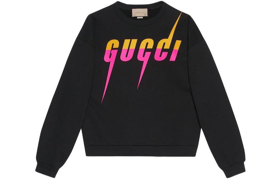 Gucci FW23 Black Logo Print Crewneck Long Sleeve Sweatshirt 715919-XJFL9-1152