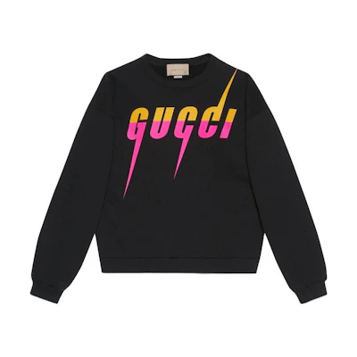 Gucci FW23 Black Logo Print Crewneck Long Sleeve Sweatshirt 715919-XJFL9-1152