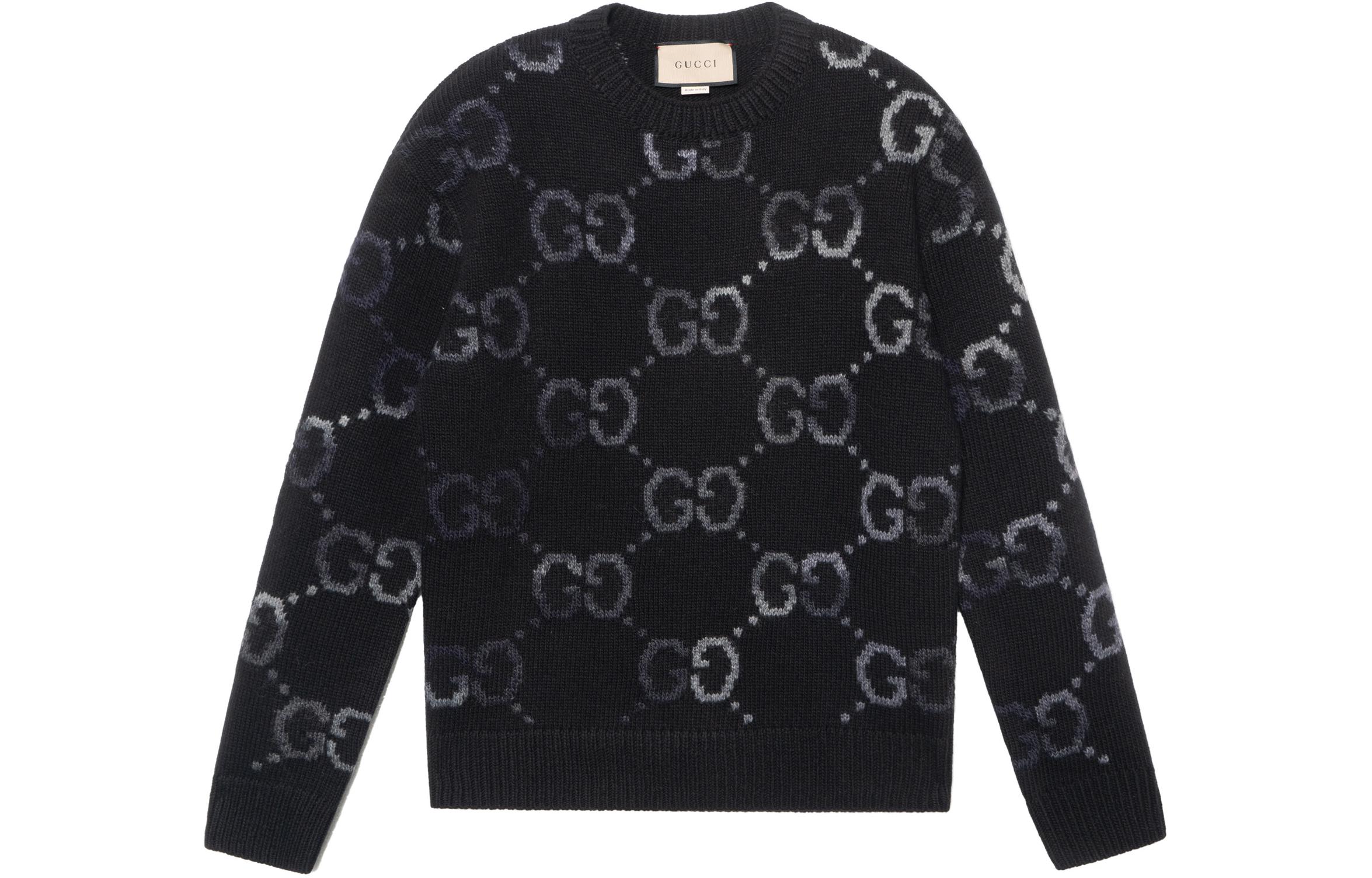 Gucci FW23 Black Printed Crewneck Sweater for Men 770509-XKDSJ-1152