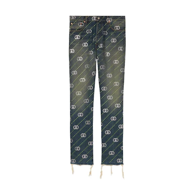 Gucci FW23 Blue Logo Slim Straight-Leg Jeans 760957-XDCOT-4447