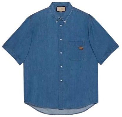 Gucci FW23 藍色素面方領短袖襯衫 753112-XDCNE-4447 Buy Gucci FW23 藍色素面方領短袖襯衫 753112-XDCNE-4447