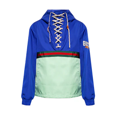 GUCCI FW23 Blue Tiger Letter Print Drawstring Long Sleeve Sweatshirt Men. 683256-Z8AXI-4309
