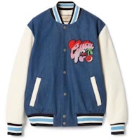 Gucci FW23 Blue Unisex Baseball Jacket with Colorblock Logo Embroidery 783819-XDCWW-4447 Gucci FW23 Blue Unisex Baseball Jacket with Colorblock Logo Embroidery 783819-XDCWW-4447