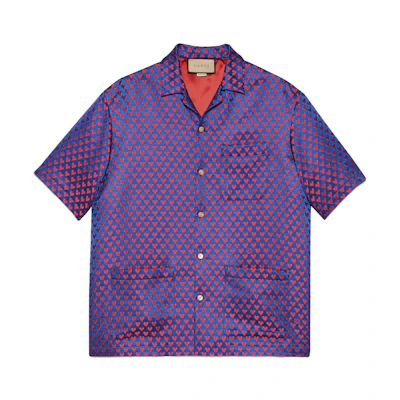 Gucci FW23 Blue Valentine's Heart Print Shirt 744634-ZANSR-4668