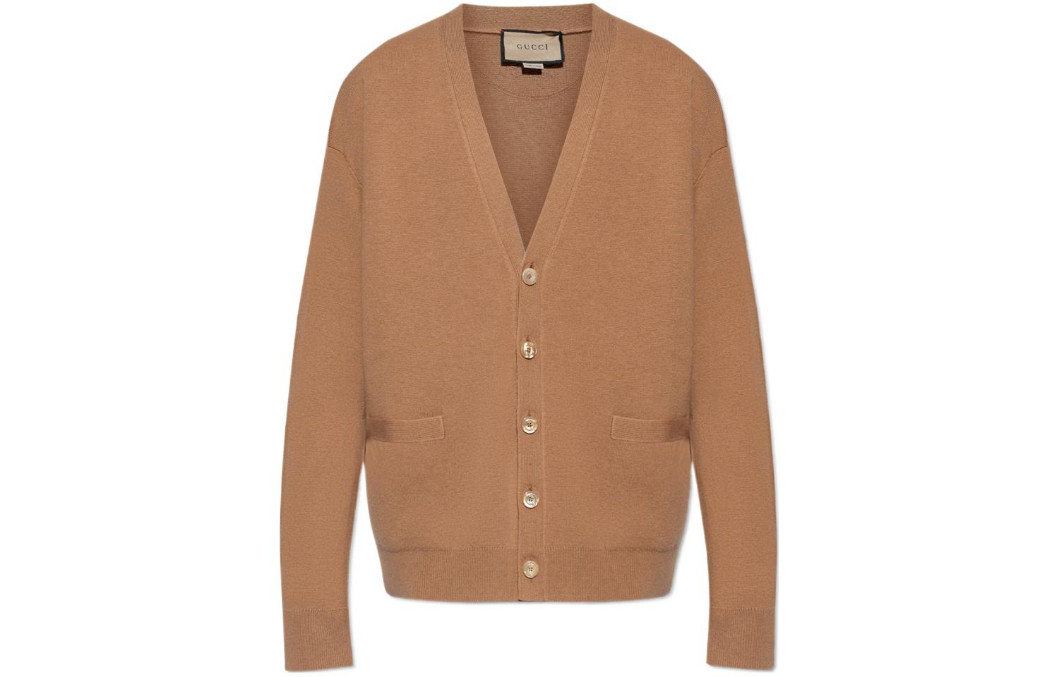 Gucci FW23 Camel V-Neck Cashmere Sweater 763312-XKDOB-2602