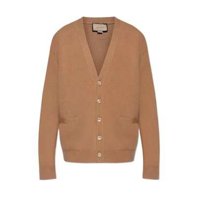 Gucci FW23 Camel V-Neck Cashmere Sweater 763312-XKDOB-2602