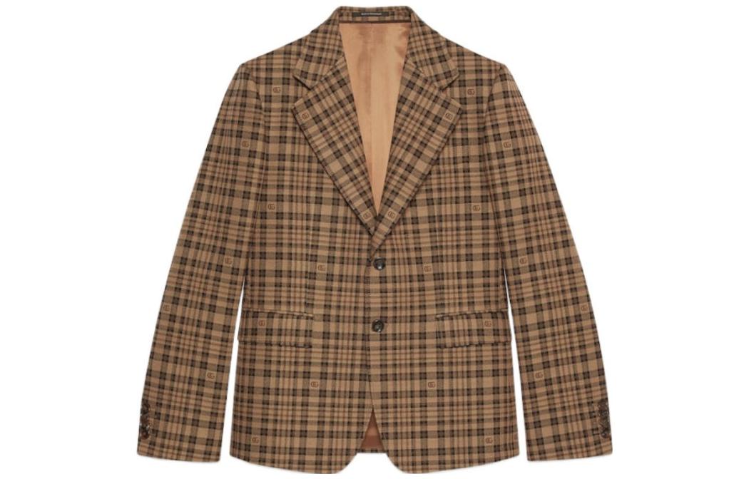 Gucci FW23 Colorblock Plaid Single-Breasted Casual Blazer Multicolor Mens 770384-ZAOWN-2337