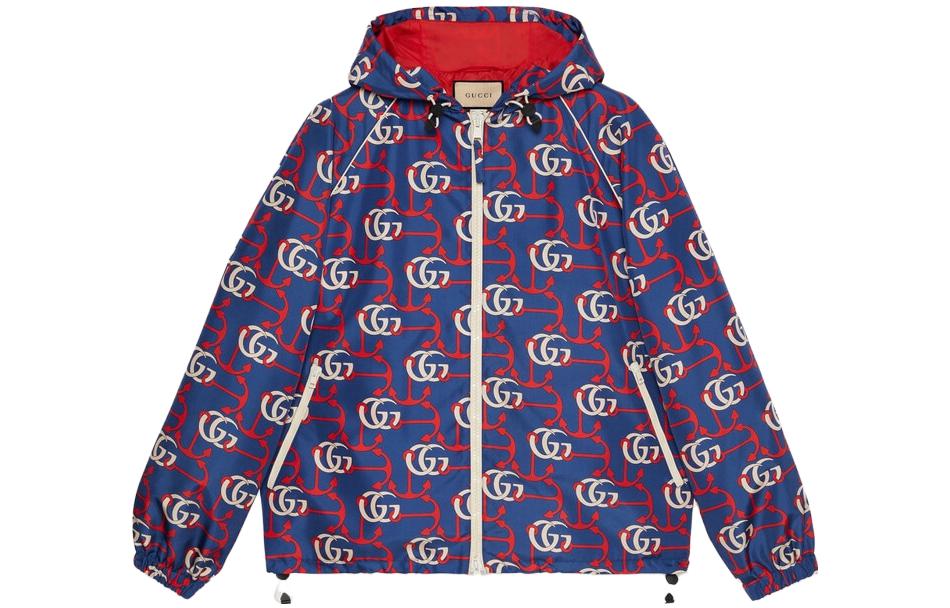 Gucci FW23 Double G Anchor Print Blue Hoodie Jacket 739749-ZAMX0-4956