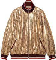 Gucci FW23 Gold Letter Stripe Print Zip Casual Jacket 737363-XJFFG-2486 Gucci FW23 Gold Letter Stripe Print Zip Casual Jacket 737363-XJFFG-2486
