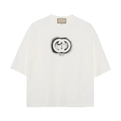 Gucci FW23 Ivory Logo Print Crewneck Casual Tee 768462-XJF66-9095