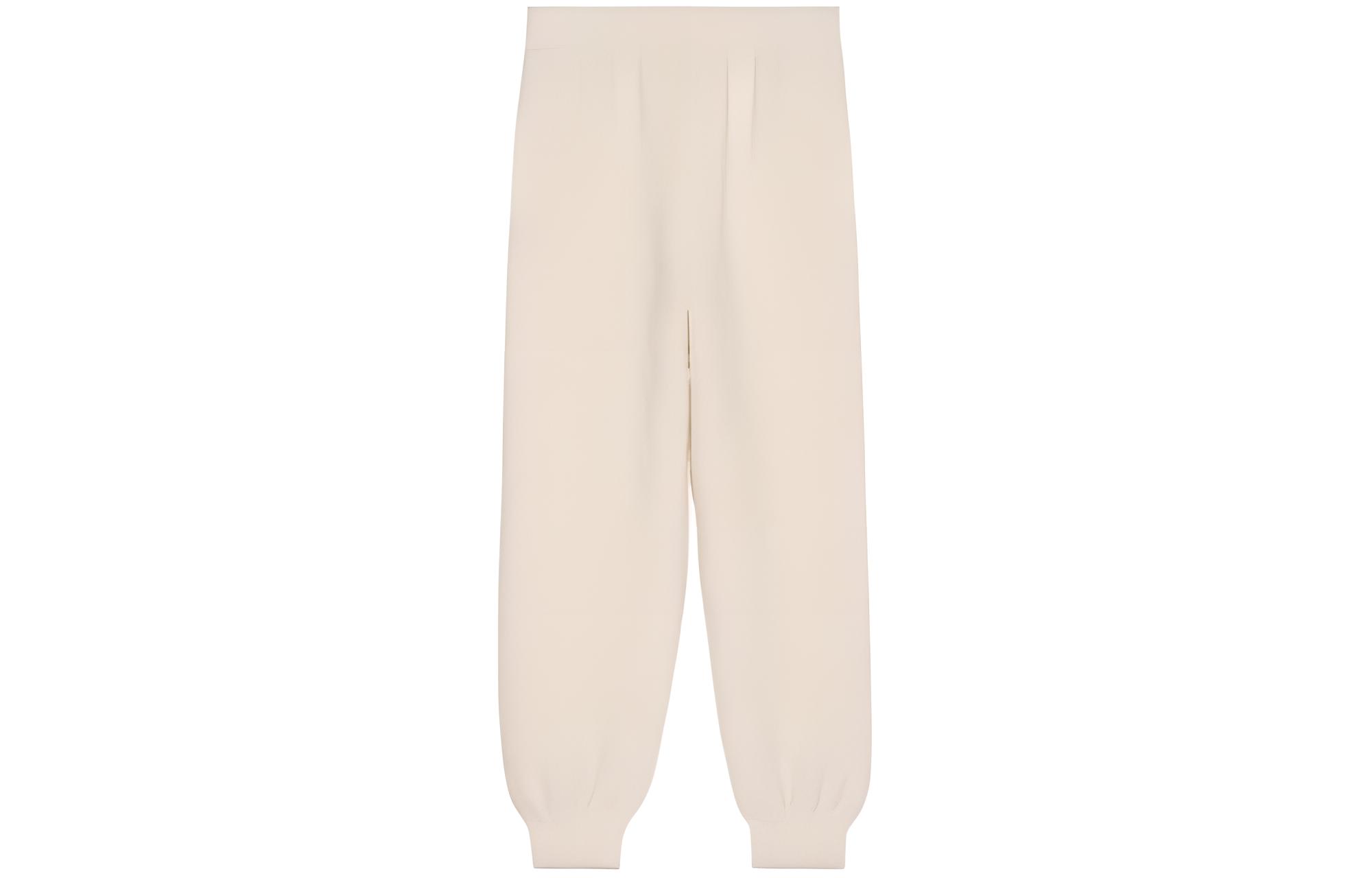 Buy 古驰2023秋冬象牙色弹力罗纹休闲裤 770644-XKDO6-9200