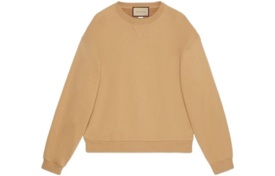 Gucci FW23 Logo Embroidered Crewneck Sweatshirt Khaki Mens 768448-XJF3W-2184