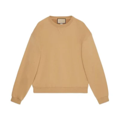 Gucci FW23 Logo Embroidered Crewneck Sweatshirt Khaki Mens 768448-XJF3W-2184