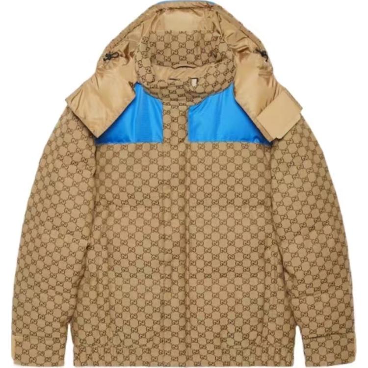Gucci FW23 Logo Full-Print Beige Hooded Down Jacket 751395-Z8BJ6-2190