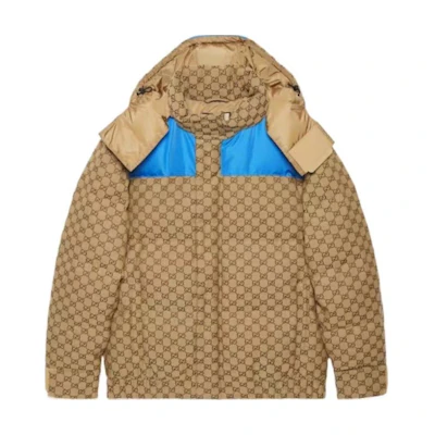 Gucci FW23 Logo Full-Print Beige Hooded Down Jacket 751395-Z8BJ6-2190