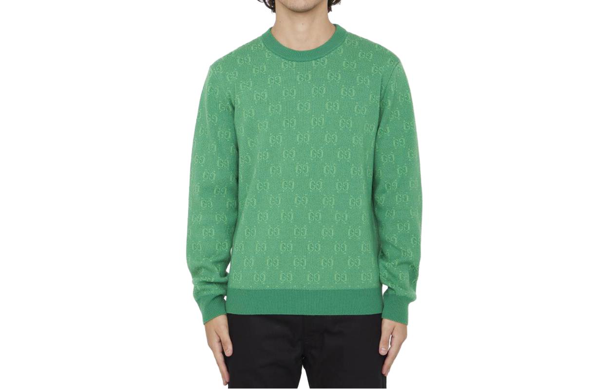 Gucci FW23 Logo Print Green Crewneck Short-Sleeve Sweatshirt for Men 761549-XKDK5-3515