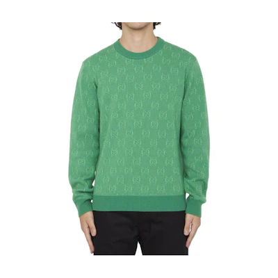Gucci FW23 Logo Print Green Crewneck Short-Sleeve Sweatshirt for Men 761549-XKDK5-3515