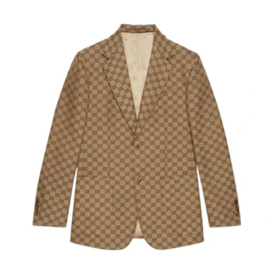 Gucci FW23 Logo Print Long Sleeve Blazer Khaki 742607-ZAM7G-2580