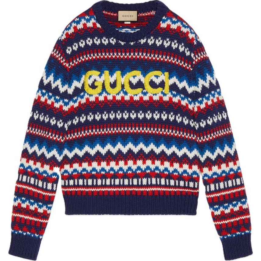 Gucci FW23 Logo Stripe Print Crewneck Sweater - Floral 763391-XKDOX-4216