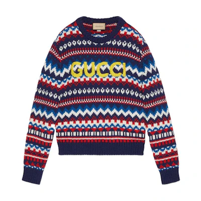 Gucci FW23 Logo Stripe Print Crewneck Sweater - Floral 763391-XKDOX-4216