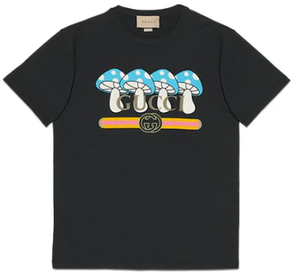 グッチ FW23 マッシュルームプリント ブラッククルーネック Tシャツ メンズ用 548334-XJFWM-1283 Buy グッチ FW23 マッシュルームプリント ブラッククルーネック Tシャツ メンズ用 548334-XJFWM-1283