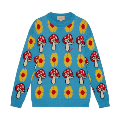 Gucci FW23 Patterned Jacquard Crewneck Sweater for Men 752188-XKDFF-4644