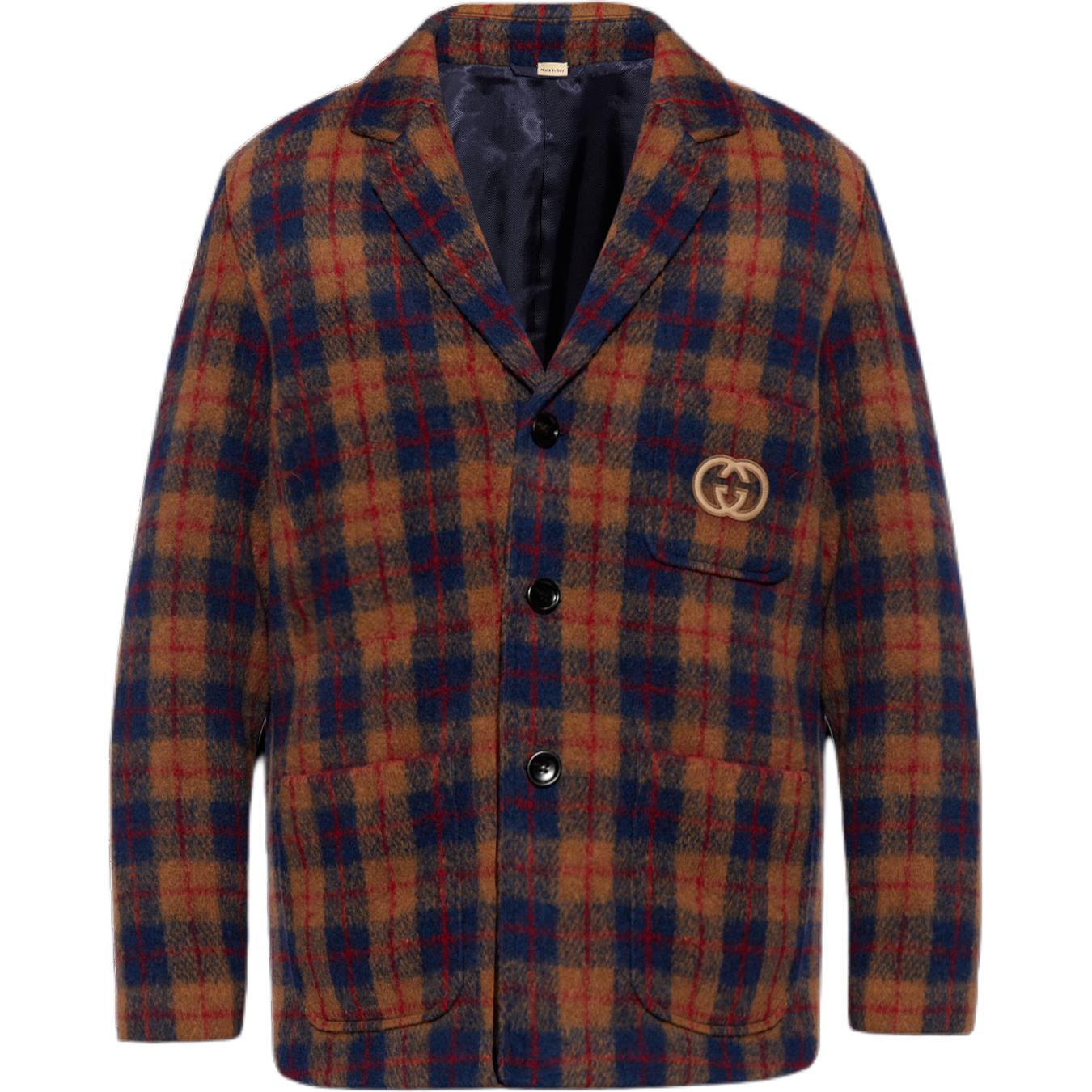 Gucci FW23 Plaid Logo Single-Breasted Long Sleeve Jacket Multicolor Men 770761-ZALCW-2109