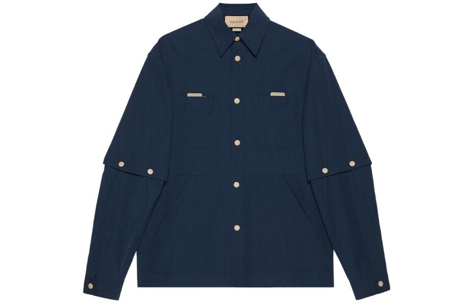 GUCCI FW23 Pre-Fall Logo Embroidered Long Sleeve Shirt Blue 747375-ZAOCN-4020 圖 2