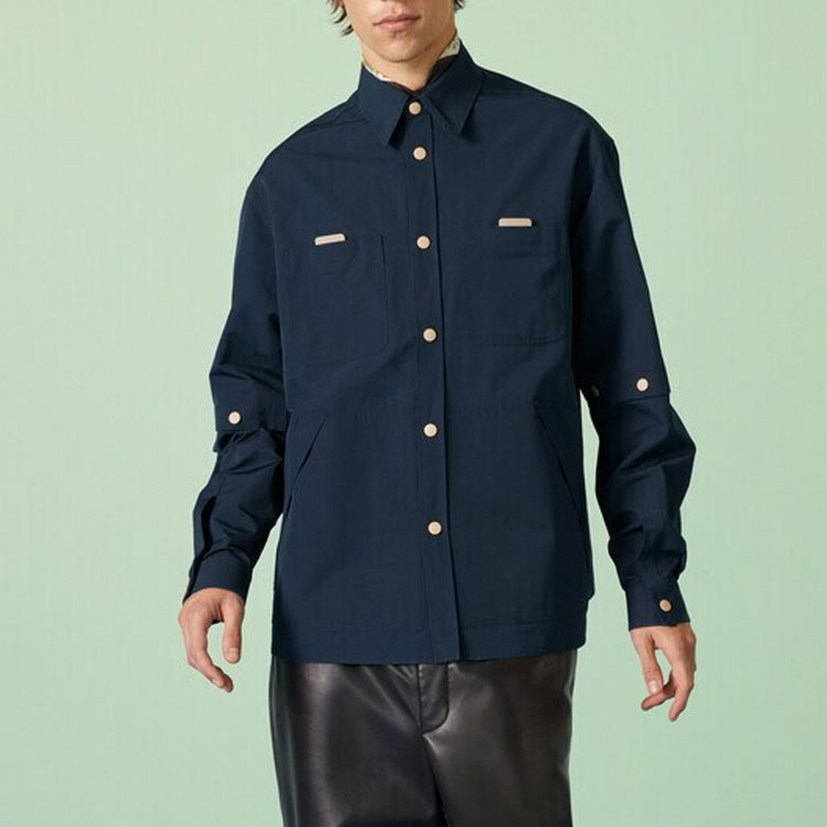 GUCCI FW23 Pre-Fall Logo Embroidered Long Sleeve Shirt Blue 747375-ZAOCN-4020 圖 3