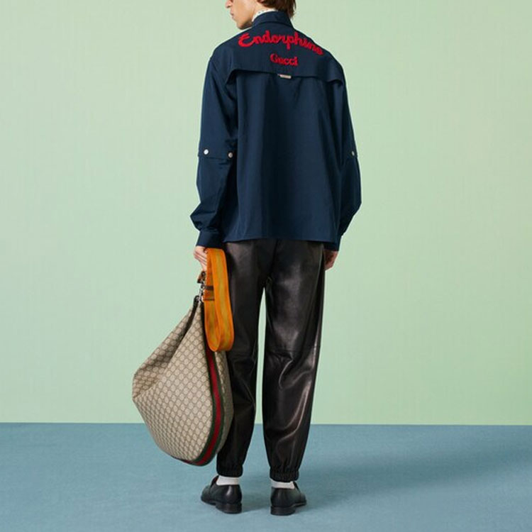 GUCCI FW23 Pre-Fall Logo Embroidered Long Sleeve Shirt Blue 747375-ZAOCN-4020 圖 4