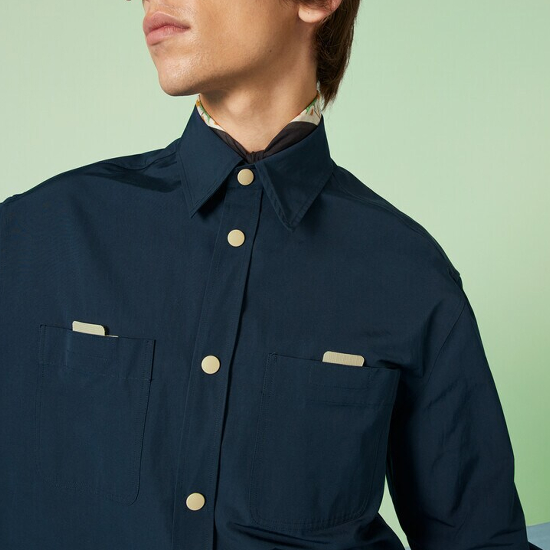 GUCCI FW23 Pre-Fall Logo Embroidered Long Sleeve Shirt Blue 747375-ZAOCN-4020 圖 7