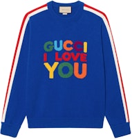 Gucci FW23 Qixi Collection Blue Letter Knit Sweater 743131-XKDCE-4795 Gucci FW23 Qixi Collection Blue Letter Knit Sweater 743131-XKDCE-4795