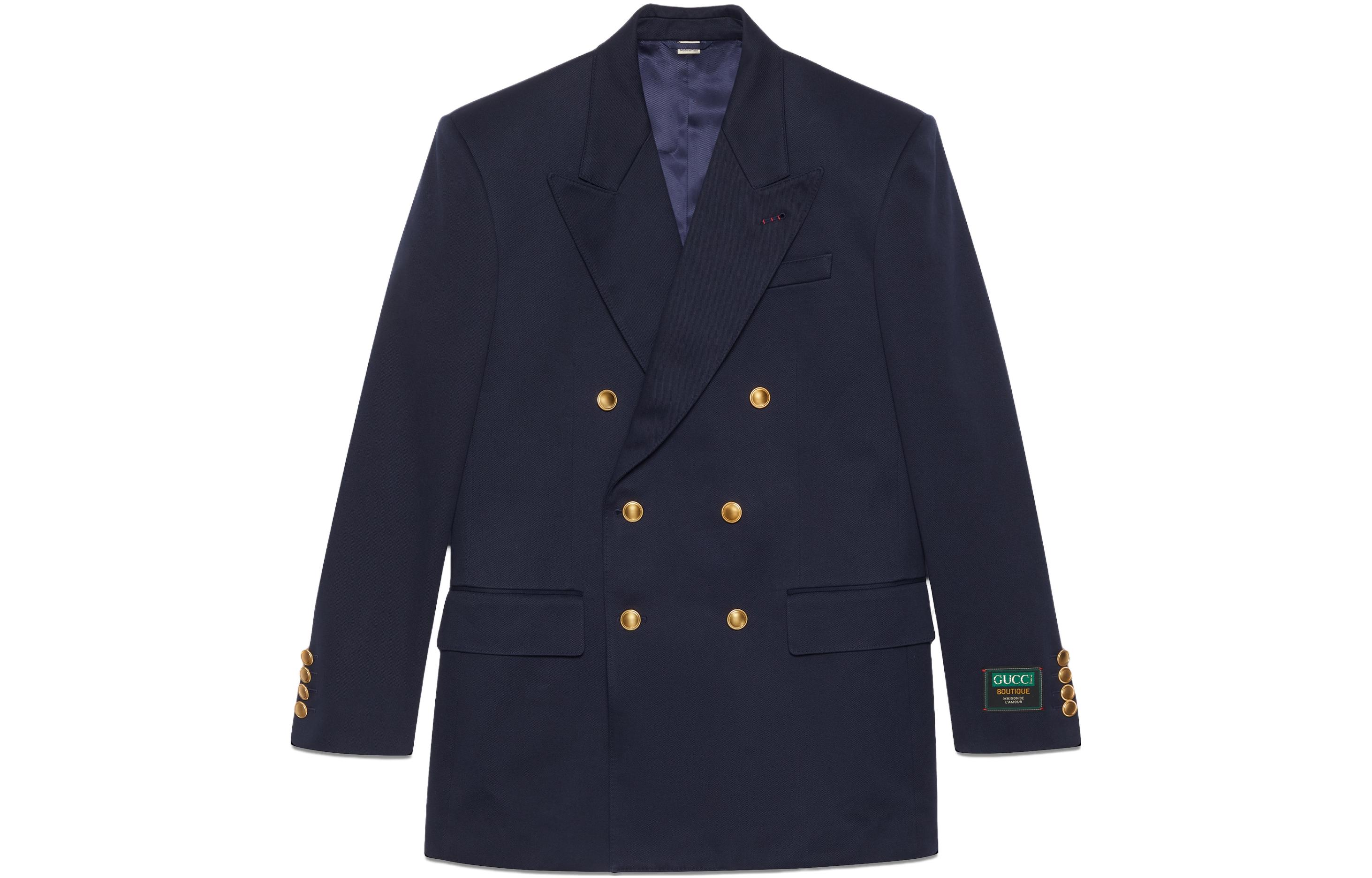 Buy Gucci FW23 Blazer Double-Breasted Lengan Panjang Biru Navy 749797-ZANQH-4240