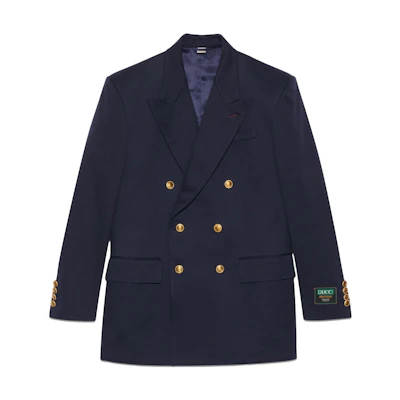 Gucci FW23 Solid Double-Breasted Long Sleeve Blazer Navy Blue 749797-ZANQH-4240