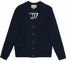 Gucci FW23 Solid Navy Blue Alphabet Cardigan Sweater 761541-XKDK4-4492 Gucci FW23 Solid Navy Blue Alphabet Cardigan Sweater 761541-XKDK4-4492