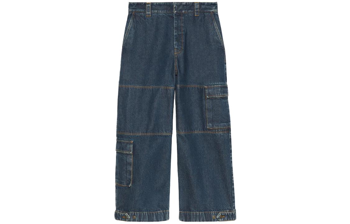 Gucci FW23 Solid Zipper Pocket Casual Jeans Deep Blue 774082-XDCS9-4447